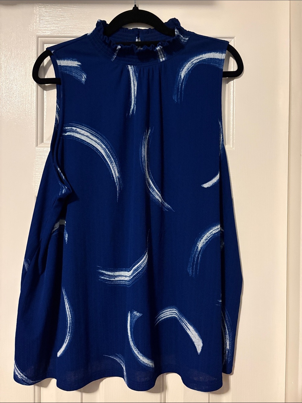 Apt. 9 Royal Blue Brushstroke Print Sleeveless Mock Neck Top